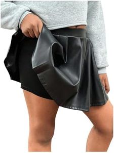 WDIRARA Toddler Girl's Faux Leather Pleated Mini Skirt Elastic Waist Skater A Line Skorts Black 7Y