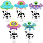 Dunzoom 5 Pcs Alien Badge Reel Glitter UFO Cow Badge Reel Holder Funny Cute Retractable Badge Reel with ID Clip for Nurse Medical Assistant Student Gifts