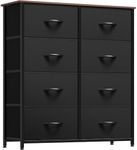 YITAHOME Dresser with 8 Drawers, Tall Storage Dresser with 8 Drawers, Black Dresser & Chest of Drawers, Storage Drawer Organizer for Closet, Bedroom, Living Room