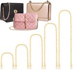 5 Different Sizes Purse Chain, Gold Handbag Flat Iron Chains with Metal Buckles, Shiny and Attach Easily Use Comfortable for DIY Purse Handbag Shoulder Crossbody Bag Clutch. (15.4-47.2Inches, Gold),