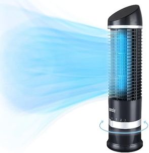 ANSIO Desktop Mini Tower fan, 16 inch Oscillating Fan with 3 Speed setting, Portable Desk Fan, Ideal for Desktop, Bedside Table, Home or Office Use - Black