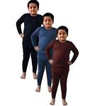 Alfa Junior Kids Round Neck Full Sleeves Thermal Top and Lower Sets (60cm, Multicolor) - Pack of 3