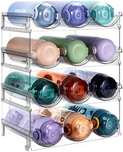 YOZOTI Stackable Water Bottle Organizer, Large Compartment Water Bottle Holder, 4 Tier Clear Water Bottle Organizer for Cabinet, Bottle Rack for Kitchen Organization and Storage - Hold 12 Bottles