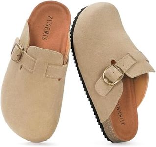 ZUSERIS Kids Suede Clogs Boys Girls Cork Potato Shoes,Beige,13 C