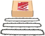 3-Pack 18 Inch Chainsaw Chain 62 Drive Links, 3/8" Pitch, 0.050" Gauge, Fit for Craftsman, Remington, Greenworks, Earthwise, Echo, Husqvarna Chainsaws and More - S62
