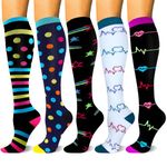 5 Pairs Compression Socks for Women and Men 20-30mmHg - Copper Circulation Support for Nurse, Travel, Exercise