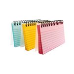 Flash Cards 150 Sheets Revision Cards 3Pcs Index Cards Multicolor Revision Flashcards Spiral Note Taking Paper for Office School Work Note List 5 * 3 Inches