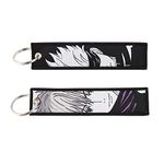 Mamarmot 2 Pack Anime Key Fobs Embroidered Key Jet Tag Backpack Tag Tail Motorcycle Car Key Ring Holder Keychains Keyring, Cartoon-1, Small