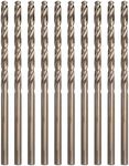 1/8" M35 Cobalt HSS Jobber Length Twist Drill Bit Set, 10 PCS Heavy Duty Bits with Straight Shank, Ideal for Drilling Cast Iron, Heat-Treated Steel, Stainless Steel, and Other Hard Materials