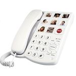 Big Button Phone for Seniors, 9 Pictured Big Buttons,Extra Loud Ringer,Wired Simple Basic Landline Telephone for Visually Impaired Old People with Large Easy Buttons, Emergency House Phones