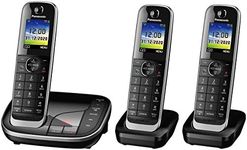 Panasonic KX-TGJ323EB Landline Phone Cordless, House phones, Nuisance Call Blocker, Answer machine, Colour Display, Triple Handset - Black