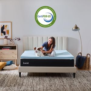 LUCID Queen Gel Memory Foam Mattress Topper, 2 Inch