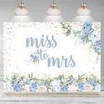 Rsuuinu Miss to Mrs Backdrop Blue Floral Gold Dots Bridal Shower Photography Background Bride to Be Wedding Engagement Party Cake Table Decorations Supplies Favors Banner Photo Booth Props 7x5ft