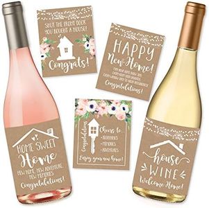 5 Rustic House Warming Presents, New Homeowner Stickers or Wine Label Gift Set Ideas, Congrats Home Sweet Home Party, Unique Real Estate Gifts From Agent For Client Congratulations