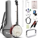 Banjo, Kmise 5 String Electric Acoustic Banjos with Remo Head Full Size 38 Inch Closed Back with Removable Resonator, Strings Pack, Finger Picks, Strap, Case for Beginners Adults Starter