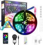 ALITOVE 32.8ft LED Strip Light Kit DC 12V RGB IC Bluetooth LED Light Strip Color Chasing Music Sync LED Lights for Bedroom Flexible LED Tape Light for PC Desk TV Backlight DIY