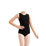 R&N FASHIONS - Girls Sleeveless Leotard Shiny Nylon – Comfortable Fit – Performance Wear - Dance Class Essential - Ballet Gymnastics, Dance, School, Sportswear (3-4 years, Black)