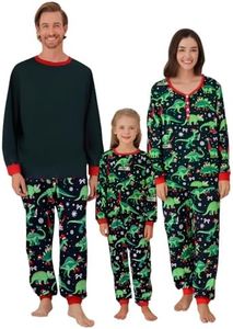 Weixinbuy Christmas Pajamas for Family Plaid Deer Christmas Pjs Sleepwear Matching Christmas Pjs for Family Couple Adult Kids Dinosaur Green Baby 0-3 Months
