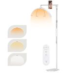 SMOCTAR Lash Light for Eyelash Extensions, 28'' Foldable LED Floor Lamps, Half Moon Lamp for Eyelash Tech with Phone Holder, Esthetician Light for Tattoo, Nails, Beauty, Skincare - White