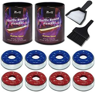 Shuffleboard Pucks with Shuffleboard Sand Set - 2 1/8 Shuffleboard Table Pucks with 2 Cans Shuffleboard Wax Medium Speed and Mini Brush and Dustpan Set