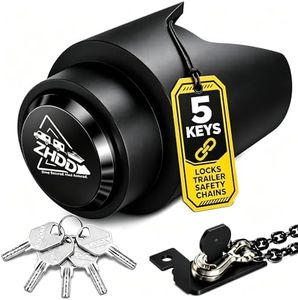 ZHDD Trailer Hitch Lock for 2 Inch Coupler with Safety Chain Lock, Heavy Duty Anti-Theft Trailer Tongue Coupler Lock for RV, Boat, Utility & Cargo Trailers (Black)