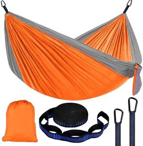 Single Double Camping Hammock with Tree Straps, 660lbs Portable Nylon Hammock for Outdoors, Camping, Backpacking, Beach, Travel,Garden and Courtyard