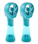 O2COOL 2 Pack Elite Battery Powered Handheld Water Misting Fans (Teal)