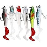 6 Pcs Fishing Lures, Big Soft Tail Soft Fishing Lure Jig Head Silicone Swimbait Lures Set for Sea Bass Pike Trout Perch (D)