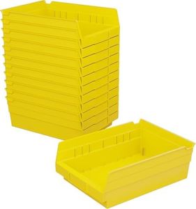 Akro-Mils 30150 Plastic Shelf Bins, Heavy Duty Storage Bins for Garage, Closet, and Drawer Organization, 12" x 8" x 4", Yellow, 12-Pack