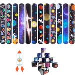 Aston Andia 12 PCS Space Theme Slap Bracelets Bands Space Slap Bands for Kids Birthday Party Return Gifts For Boys Girls(Band Pattern Random) (Space Theme)