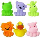 FunBlast Bath Toys for Baby - Colorful Animal Bath Toys, Toddler Baby Bathtub Bathing Squeeze Bath Toy Aquatic Animal Bath Toys, Toddler Baby Bathtub Bathing Toys (Pack of 6 Pcs)