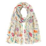 GoGou Women's Scarves, Floral Printed Scarves, Vintage Neck Scarf Shawls Lightweight, Stylish Gifts for Christmas Valentine's Day New Year Wedding Birthday(Beige)