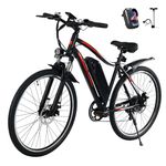 C INVERTER Electric Bike 27.5", Adults Electric Mountain Bike 500W Brushless Motor & 32 KM/H, 48V 11.6AH Removable Battery & 90 KM, Travel E-Bike with 7-Speed Lockable Suspension (Black)