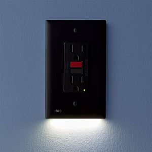 2 Pack - SnapPower GuideLight 2 [For GFCI Outlets] - Replaces Plug-In Night Light - Electrical Receptacle Wall Plate with LED Night Lights - Auto On/Off Sensor - (GFCI, Black)