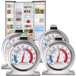 Refrigerator Thermometer, 4 Pack Fridge Thermometer Stainless Steel Freezer Thermometer with Red Indicator, Large Dial Thermometers for Freezers Monitoring Thermometer for Home, Kitchen, Restaurants