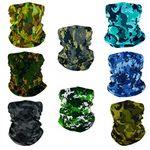 SMEHCF 8 Novelty Seamless Bandana Balaclava Face Cover Mask Shield Neck Gaiter Reusable Breathable Dustproof Windproof Unisex Marsh Forest Ocean Digital Camo Camouflage