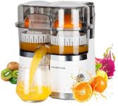 Amzpass Dual-Head Electric Orange Juicer Squeezer, Citrus Juicer Machines with Power Cord & Cleaning Brush, 1-Touch Automatic Juicer Machine for Orange, Lemon, Lime, High Juice Yield, Built-in Cutter