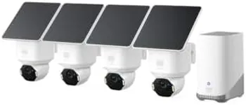 eufy Security SoloCam E42 4-Cam Kit (HomeBase S380), 4K Security Camera Wireless Outdoor, Solar Powered, AI Motion Tracking, Strobe Light, Pan & Tilt, Facial Recognition, Local Storage Up to 16 TB