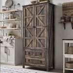 YITAHOME Farmhouse Kitchen Pantry Cabinet, 64.5" Tall Storage Cabinet with 2 Drawers & Adjustable Shelves, Ideal for Kitchen, Living Room, or Entryway, Dark Rustic