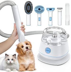 AsyPets Dog Grooming Kit with 5 Professional Grooming Tools, Pet Grooming Vacuum Kit, 1.3L Dust Can, Low Noise Clippers Trimmers Deshedding Brush for Dogs Cats and Other Animals