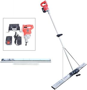 Screed Cement Finishing Vibrating Motor with 59 Inch Stainless Steel Board Straight Edge Finisher Set, Battery Powered