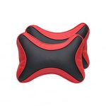 CARMATE Car Neck Rest Cushion Pillow - Set of 2 (Black & Red)