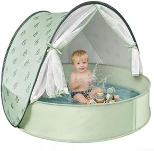 Baby Beach Tent with Pool, 3-in-1 Upgrade Pop Up UPF 50+ Sun Protection Shelter with Mosquito Net Babies Toddlers Portable Outdoor Summer Essentials for Beach, Backyard, Indoor- Green Leaves