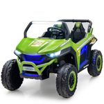 COSTWAY 12V Kids Electric Ride On UTV, 2-Seater Battery Powered Truck with Remote Control, Bluetooth, LED Light, Music, MP3/USB/FM, 4 Spring Suspension Wheels Vehicle Toy for Children (Green)