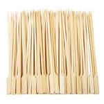 ANECO 100 Pieces Bamboo Paddle Skewers Barbecue Bamboo Skewers Cocktail Sticks for Barbeque, Kebabs, Burgers, Cocktails, Buffets Party