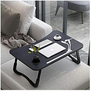 A3A ACADGQ Tavolino da Letto, Tavolo Laptop Pieghevole con 4 Interfaccia USB, Cassetto, Slot per Tazza, Supporto per Tablet, Scrivania per Letto, Divano, Pavimento (60x40cm, Nero)