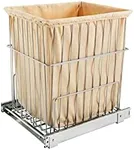 Rev-A-Shelf HRV-1520 S CR Cabinet Floor Mounted Pullout Wire Clothes Laundry Hamper Basket with Liner and Full Extension Slides, Chrome