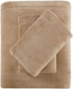 True North By Sleep Philosophy Fleece Sheet Set Queen Taupe