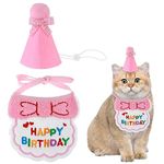 Amaxiu Small Dog Cat Birthday Hat Scarf Set, Cute Pet Birthday Bandana Party Supplies Puppy Happy Birthday Decorations Embroidered Birthday Gift for Girls Boys Kitten Dog(Pink)