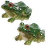 Garneck 2pcs Frog Statue Mini Frog Resin Animal Sculpture Indoor Outdoor Decor For Garden Patio Yard Micro Landscape Fairy Garden Ornaments